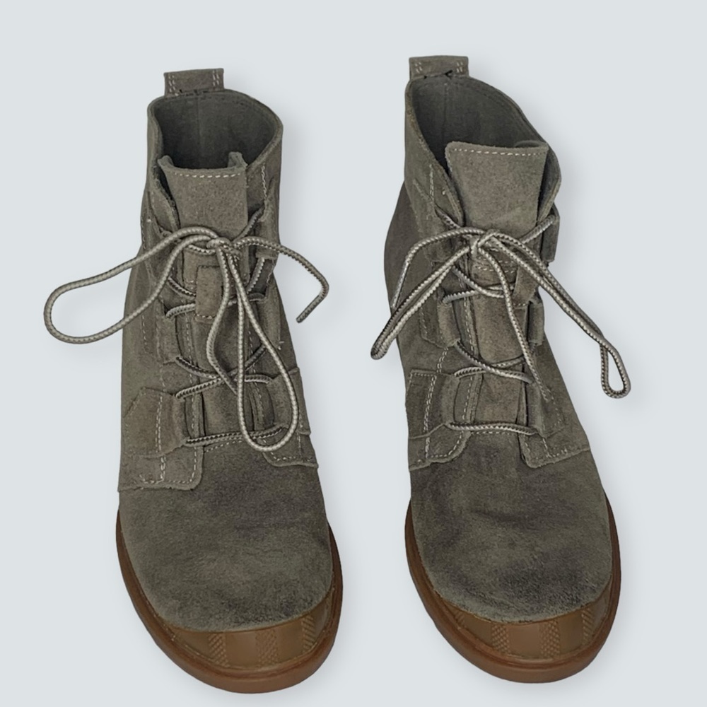 Sorel Wedges in Taupe Suede with Gum Soles